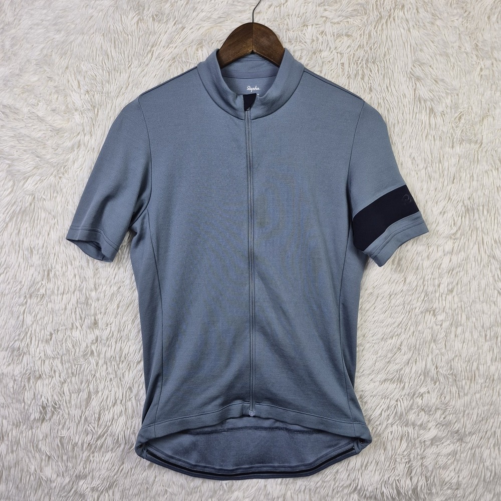 Rapha Short Sleeve Classic Jersey Mens Medium Blue Wool Blend Cycling